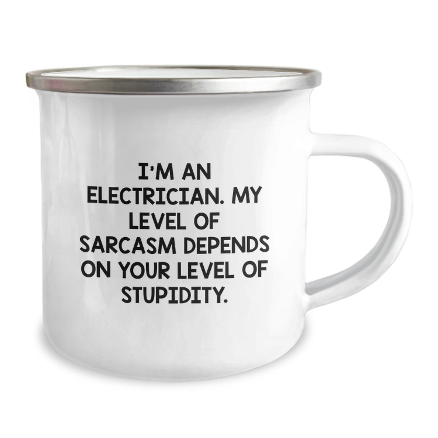 Funny Electrician Gifts for Men, Unique Camping Mug Ideas for Graduation - 'I'm An Electrician. My Level Of Sarcasm Depends On Your Level Of Stupidity.' - Image 2