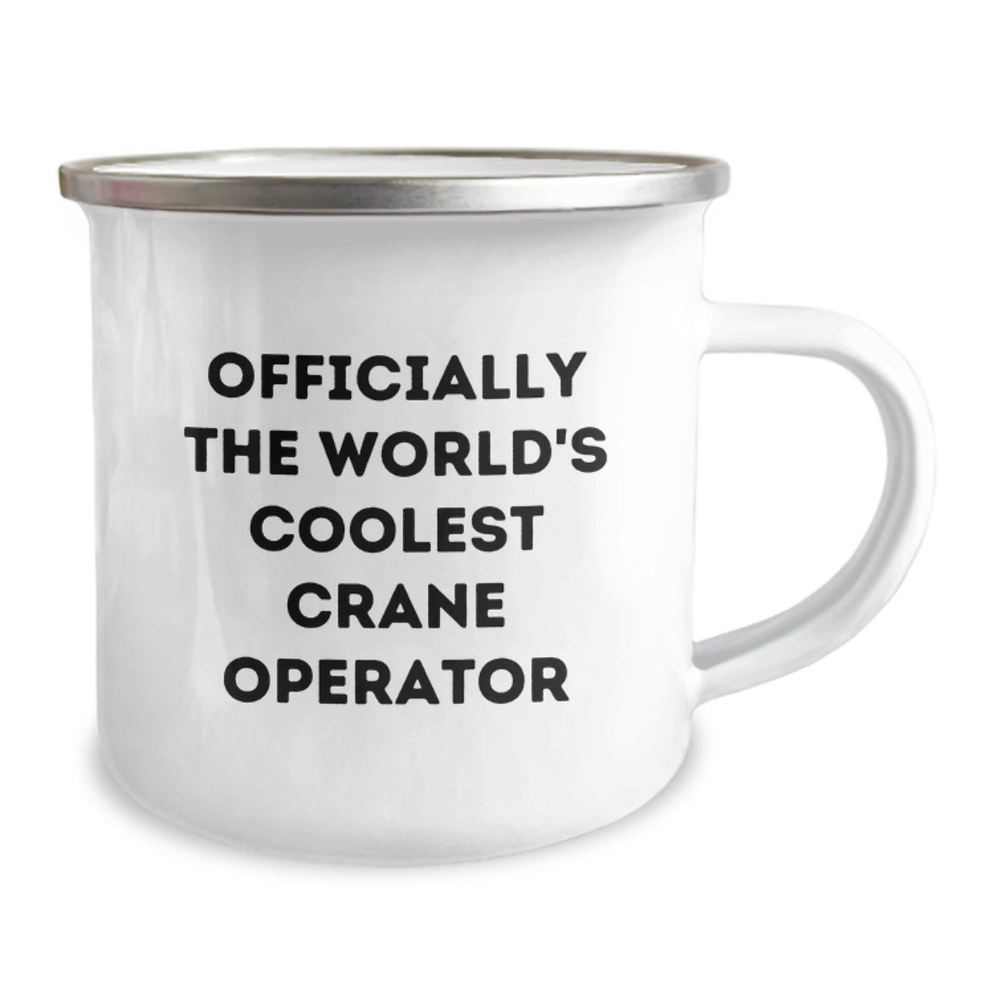 Funny Crane Operator Gifts from Friends and Family for Him - Officially The World's Coolest Crane Operator Enamel Camping Mug - Image 2