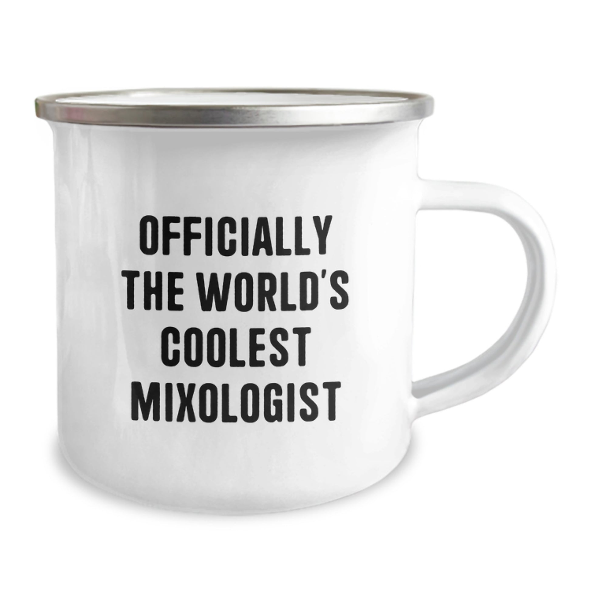 Funny Mixologist Gifts for Friends - Camping Mug with Officially The Worlds Coolest Mixologist Quote, Perfect Barware for Men or Women, 12 oz Stainless Steel Enamel Finish - Image 2