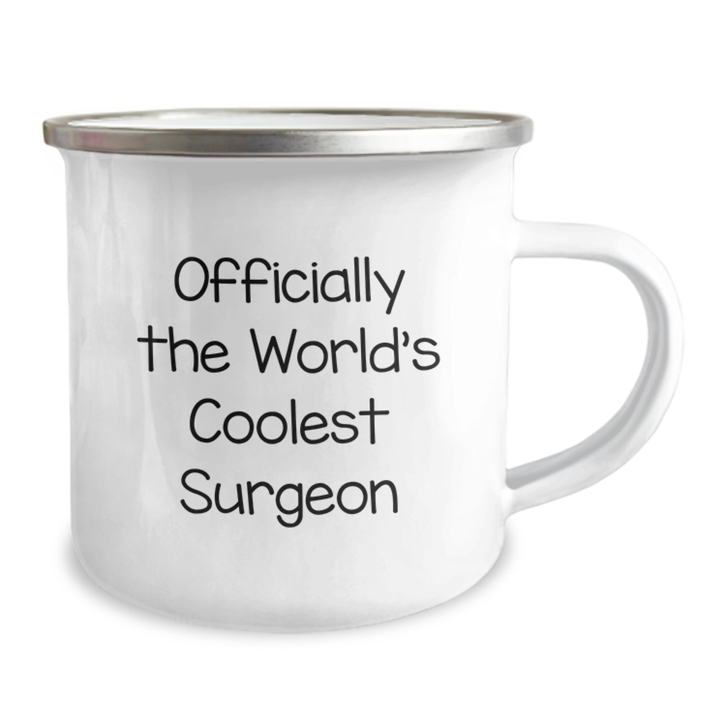 Funny Gifts from Friends, Gifts for the World's Coolest Surgeon, Stainless Steel Enamel Camping Mug - Image 2