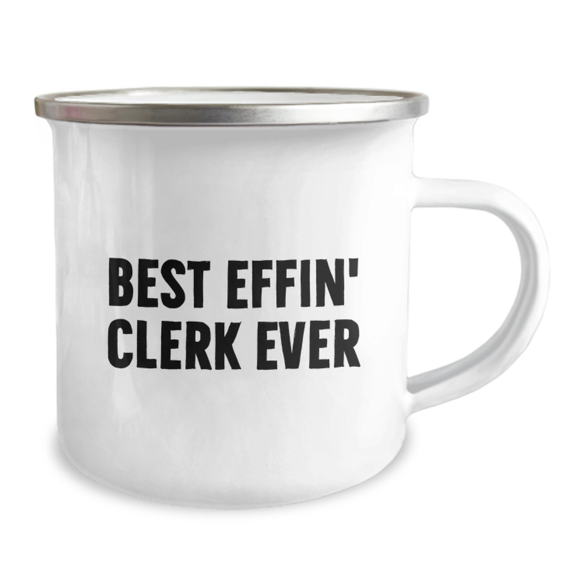 Funny Gifts from Friends for Best Effin' Clerk Ever, Unique Birthday Unique Gifts for Office Workers, 12 oz Camping Mug Stainless Steel with Enamel Finish - Image 2