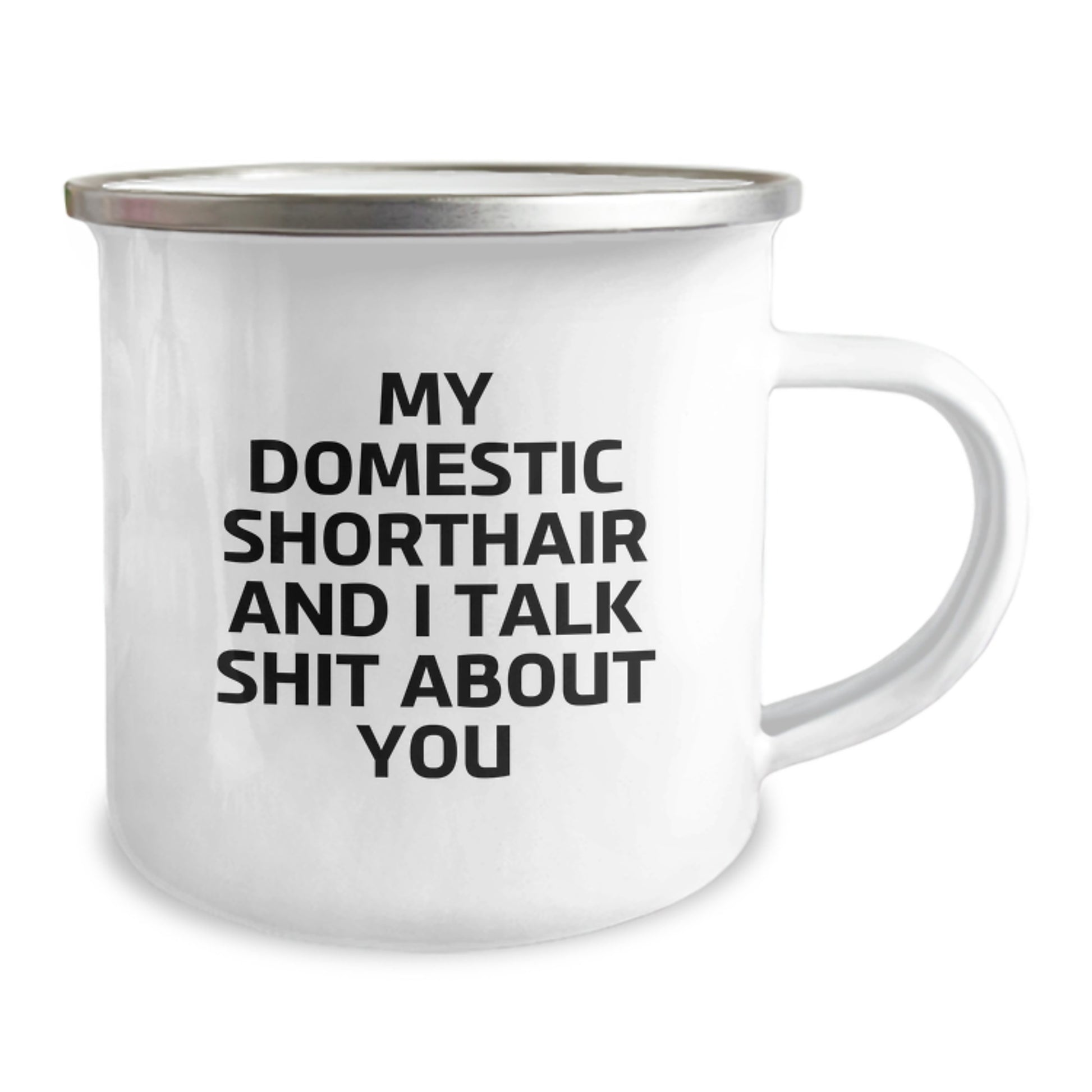 Funny Domestic Shorthair Cat Gifts for Men, Gifts from Women, Father's Day Unique Coffee Mugs, Camping Mug, My Domestic Shorthair And I Talk Shit About You - Image 2