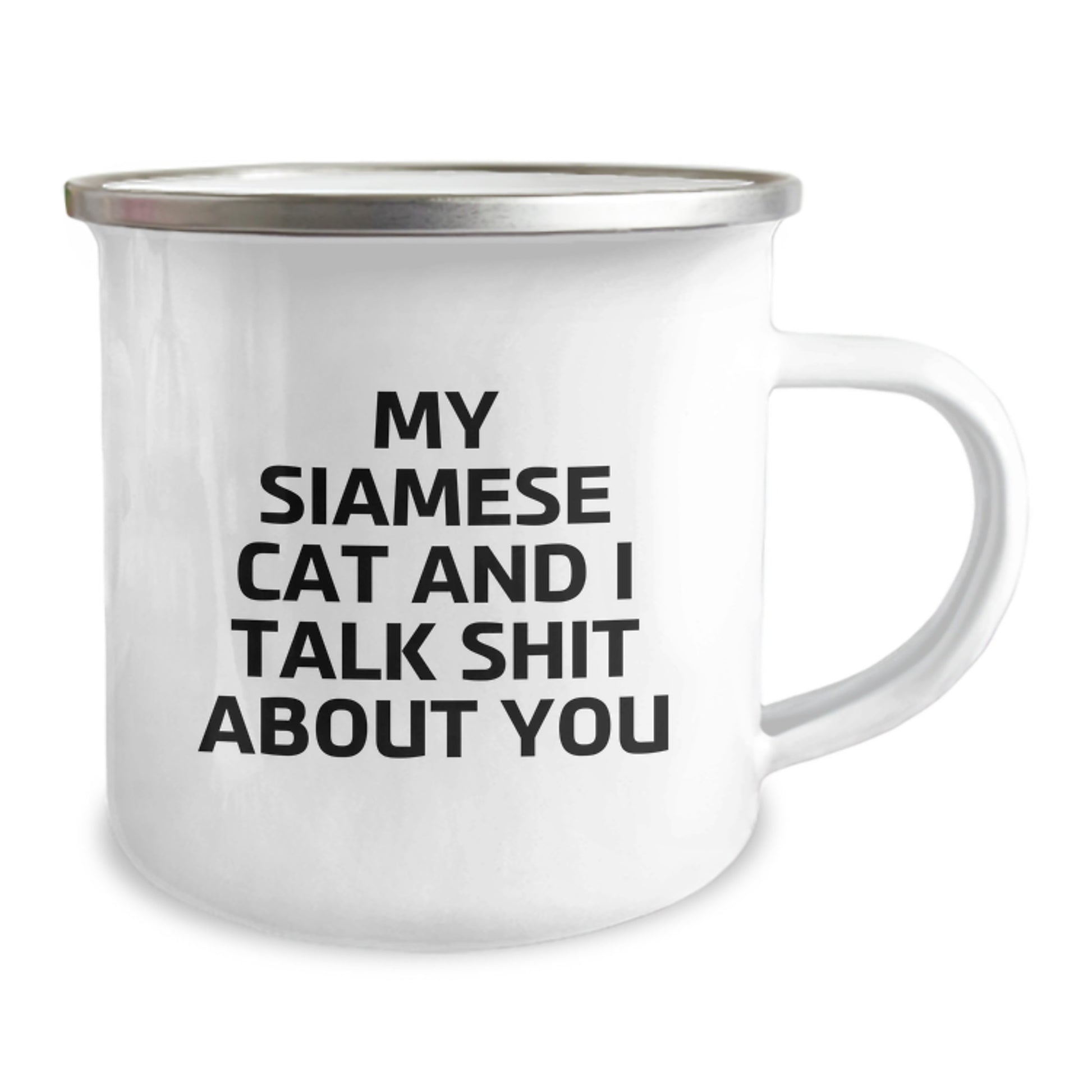 Funny Siamese Cat Gifts from Men - Christmas Unique Mugs for Friends and Family with 'My Siamese Cat And I Talk Shit About You' Quote - Camping Mug for Siamese Cat Lover - Image 2