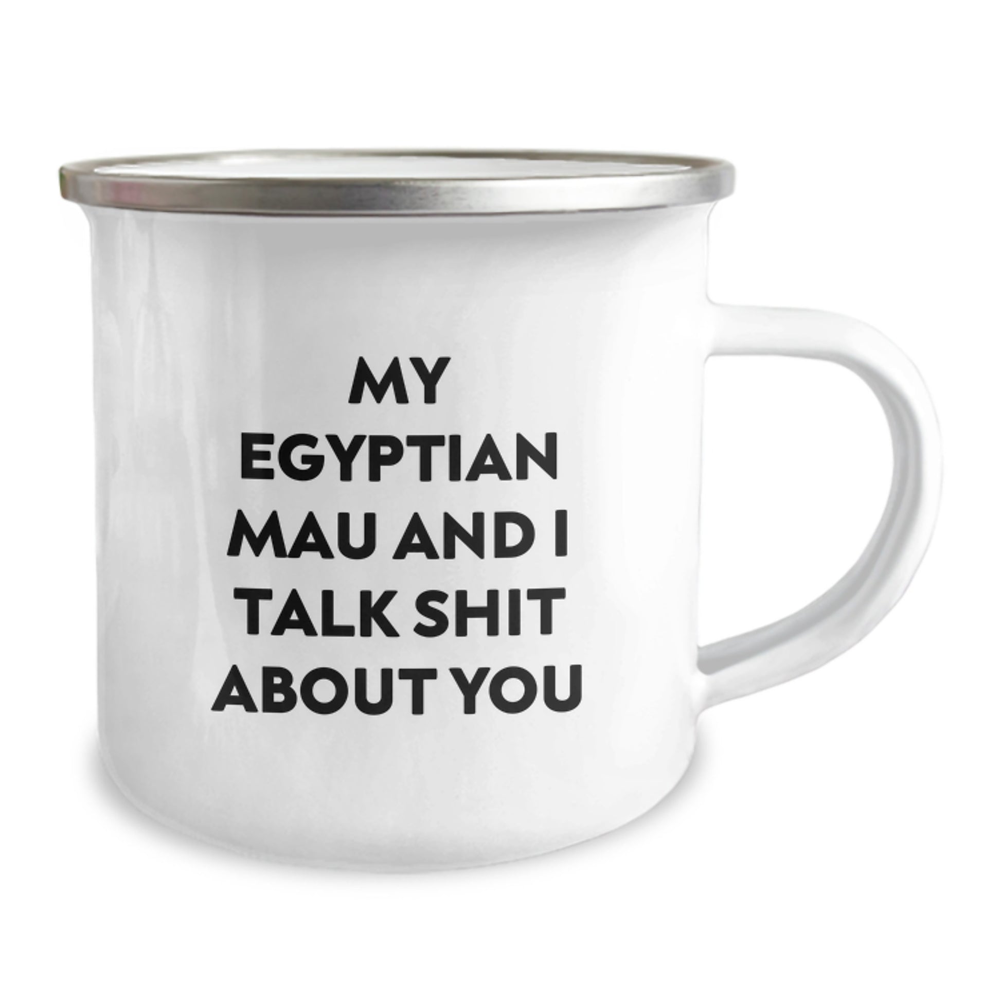 Funny Egyptian Mau Cat Gifts for Men from Family - My Egyptian Mau And I Talk Shit About You Valentine's Unique Camping Mug - Image 2