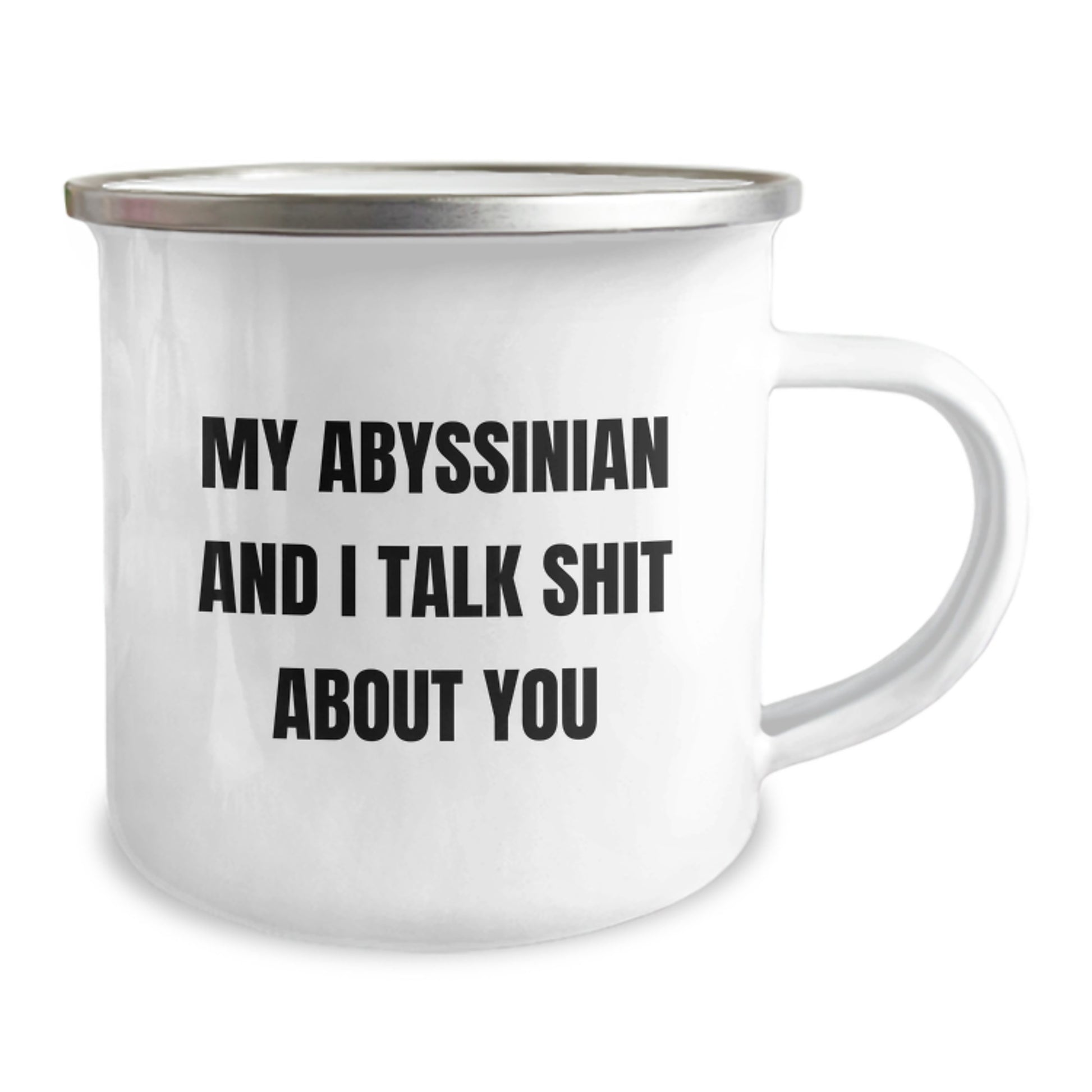 Funny Abyssinian Cat Gifts, Unique Valentine's Unique Gifts from Men to Friends, Camping Mug with Sassy Quote 'My Abyssinian And I Talk Shit About You' - Image 2