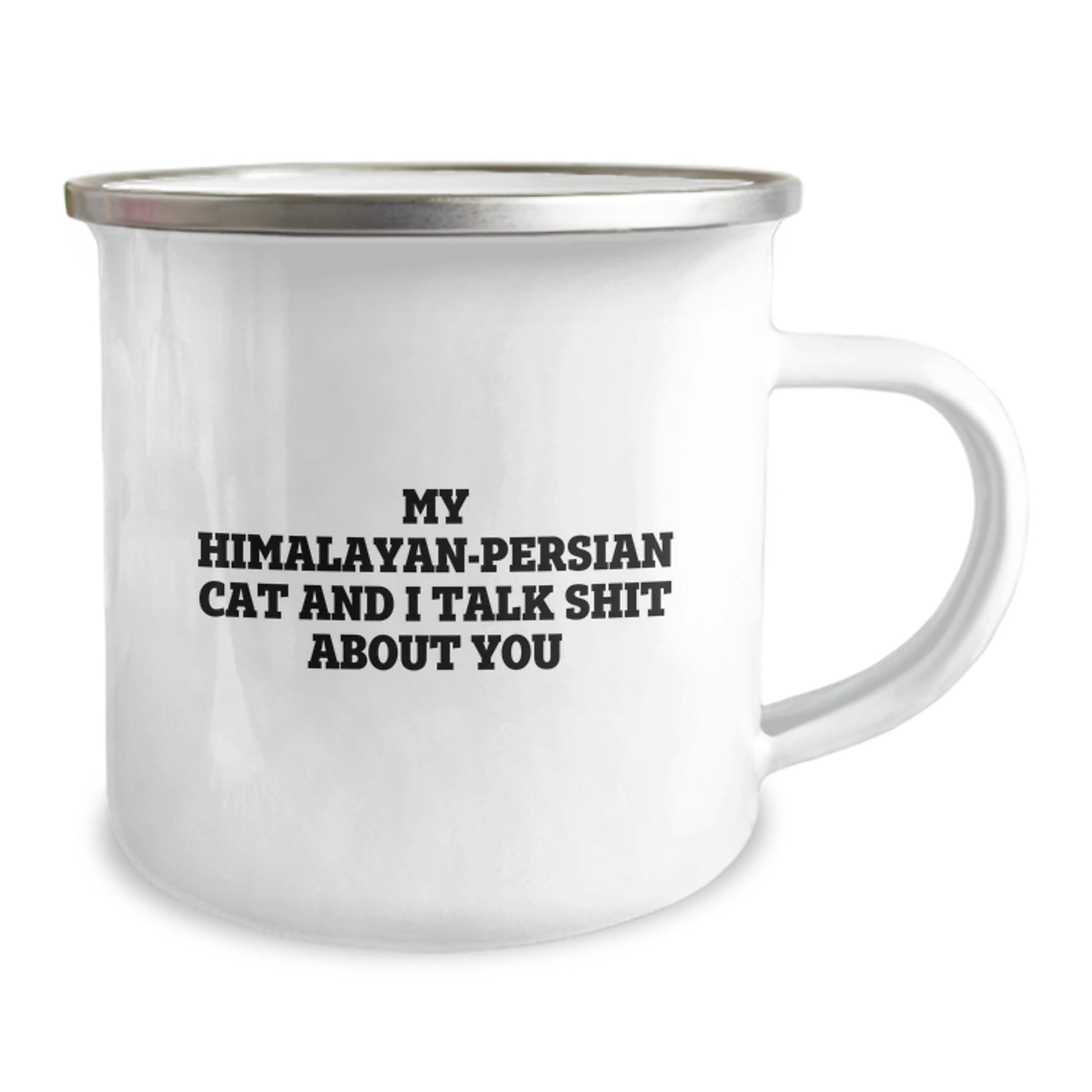 Funny Himalayan-Persian Cat Gifts from Men to Friends, Unique Camping Mug for Christmas, 'My Himalayan-persian Cat And I Talk Shit About You' - Image 2