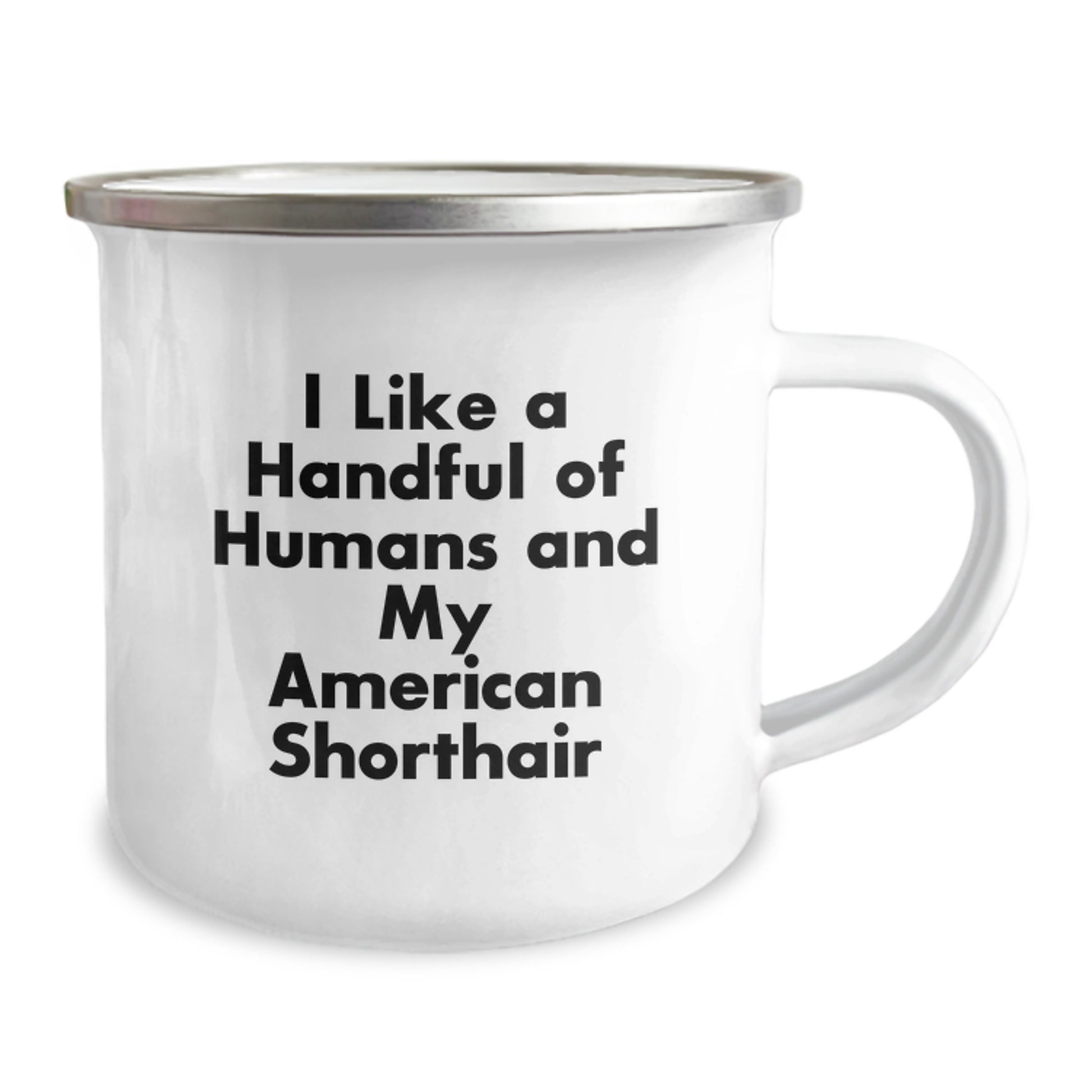 American Shorthair Cat Lover Gifts from Friends for Graduation - Funny Quote Camping Mug, 12 oz Stainless Steel with Enamel Finish - Image 2