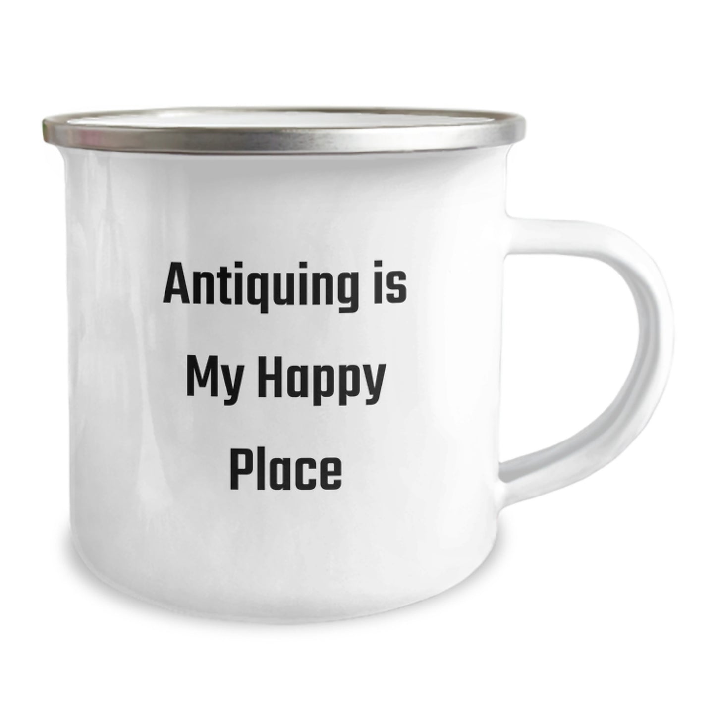 Funny Antiquing Gifts from Dad for Him - 'Antiquing Is My Happy Place' Camping Mug for Father's Day Unique Gifts - Image 2