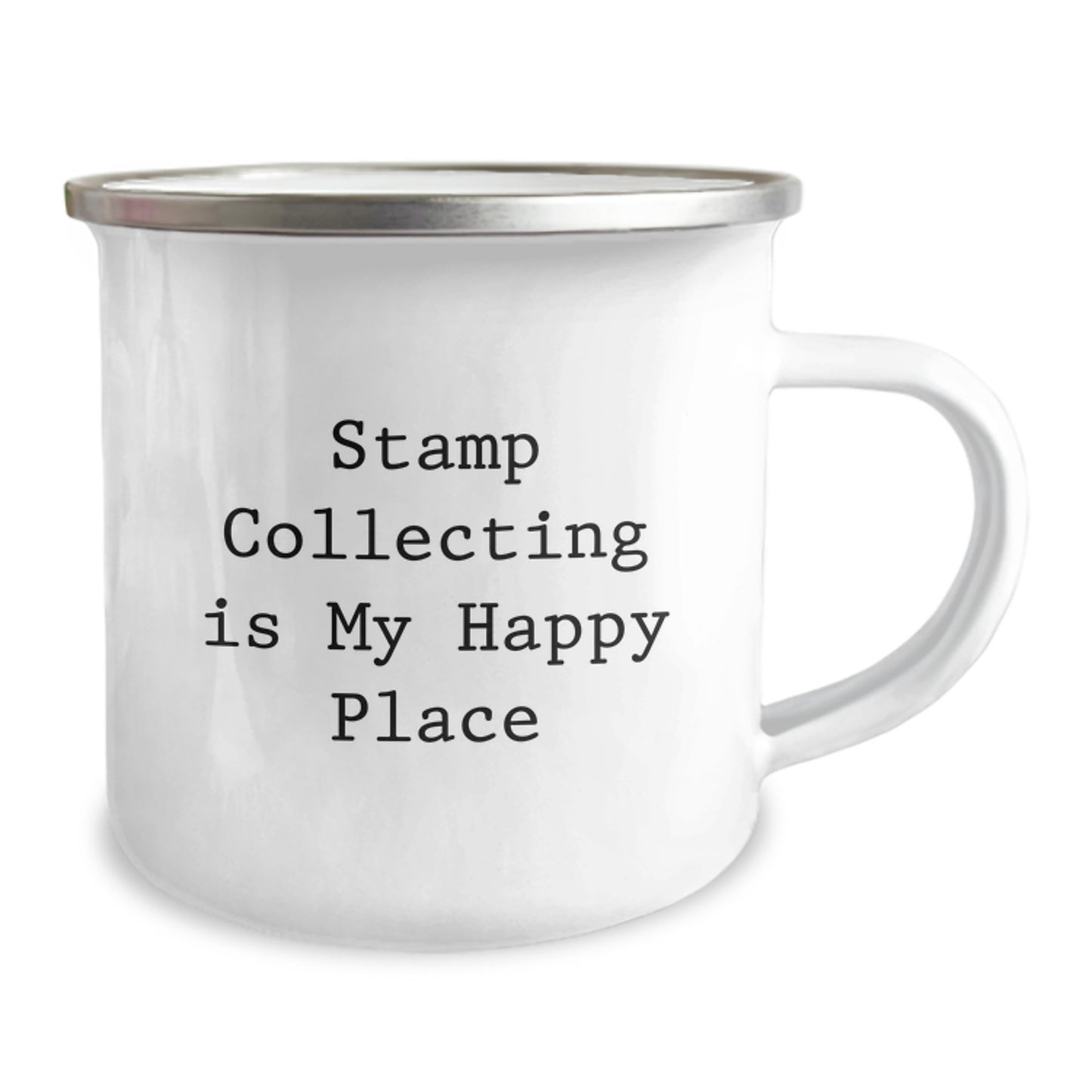 Stamp Collecting Enthusiasts Gifts for Men Stainless Steel Camping Mug Funny Quote 'Stamp Collecting Is My Happy Place' Christmas Unique - Image 2