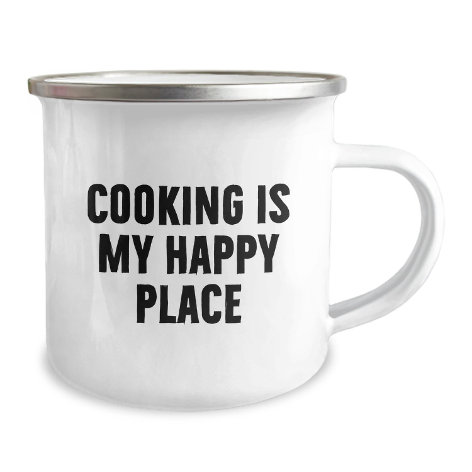 Funny Cooking Inspiration Gifts from Men to Wife on Valentine's Unique Camping Mugs with Quote 'Cooking Is My Happy Place' - Image 2