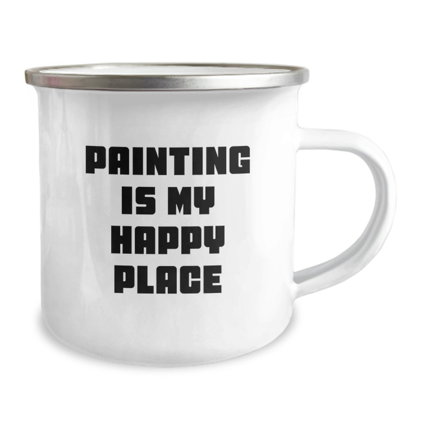 Funny Painting Enthusiast Gifts from Women to Friends - Painting Is My Happy Place 12 oz Camping Mug for Graduation Unique Gifts - Image 2