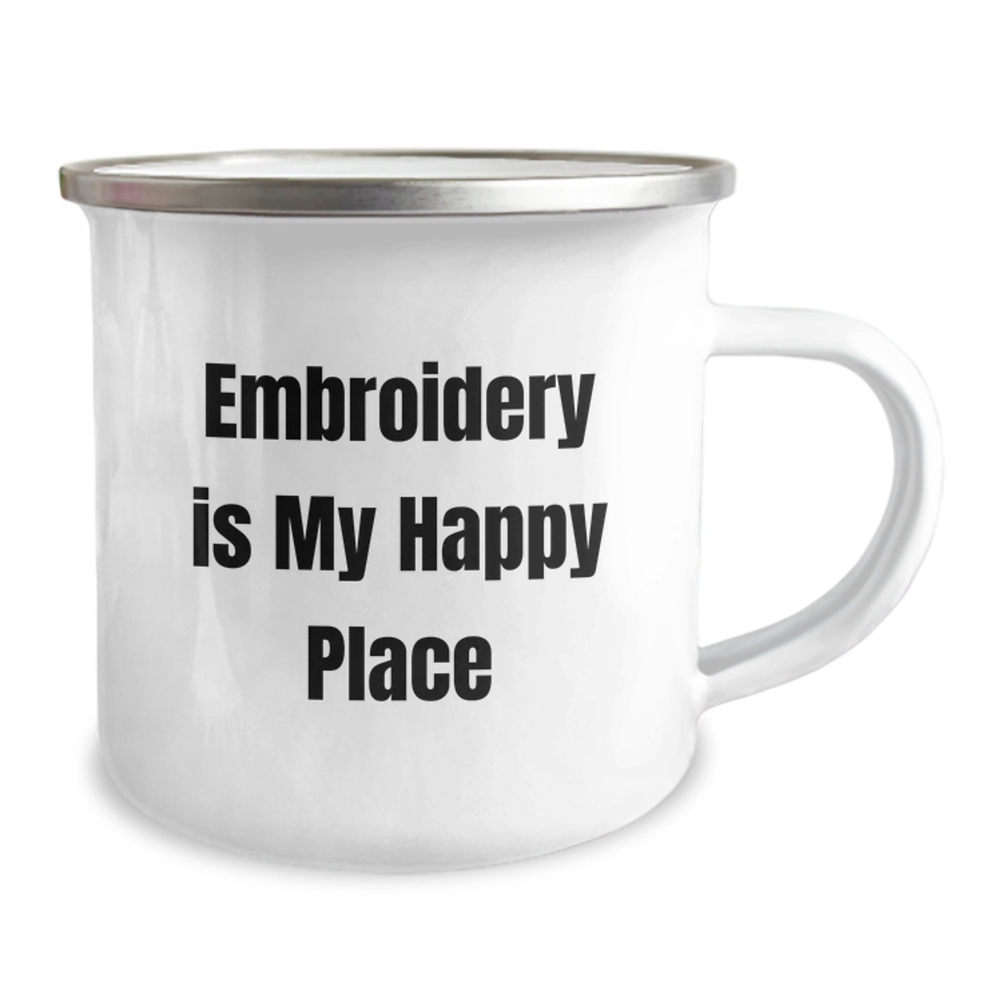 Cute Embroidery Gifts for Women Friends Family Camping Mug with Inspirational Quote Embroidery Is My Happy Place Gifts from Mom - Image 2
