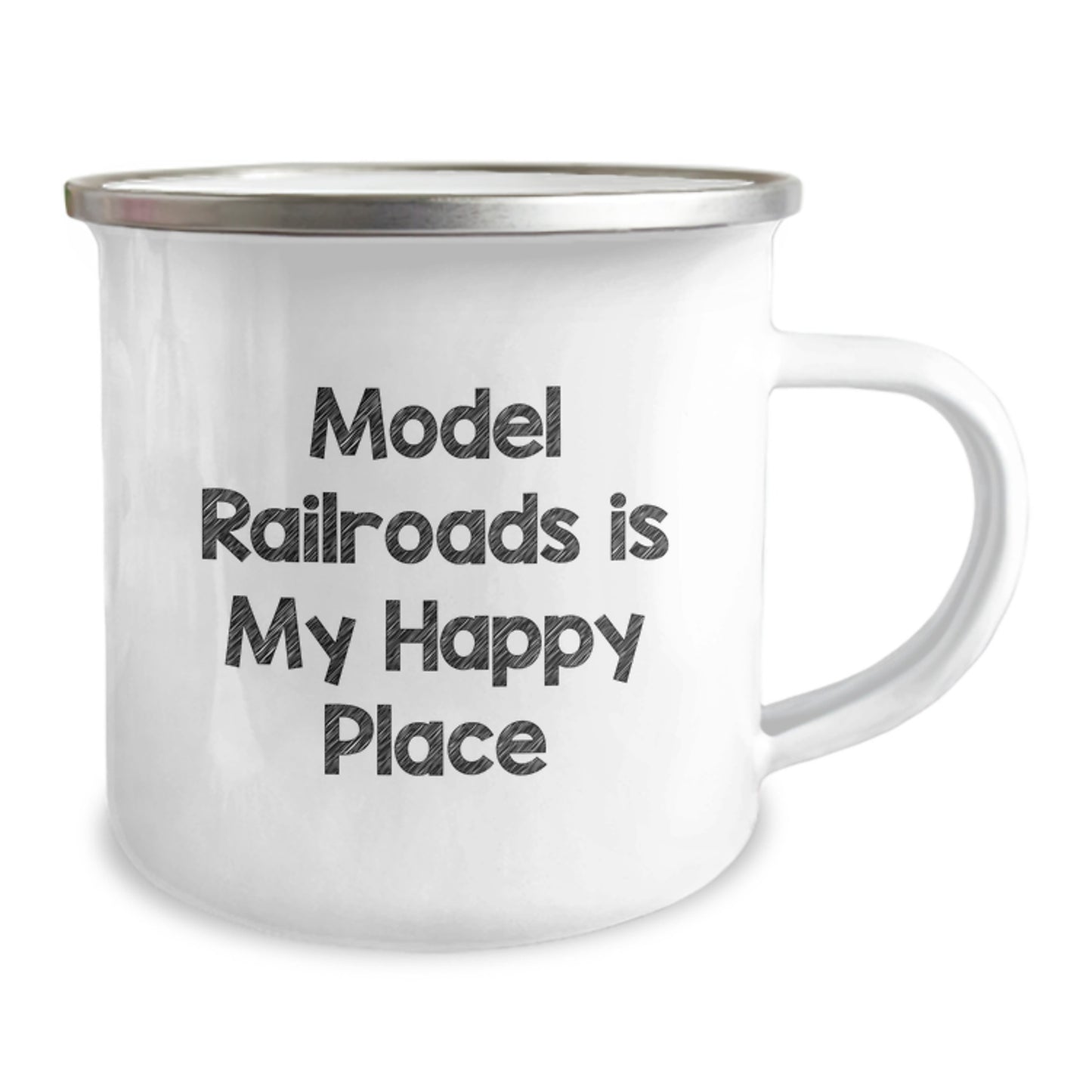 Funny Model Railroads Gifts for Men, Women, Friends, Family - Camping Mug with Model Railroads Is My Happy Place Quote, Christmas Unique Gifts from Men, Women, Friends, Family - Image 2