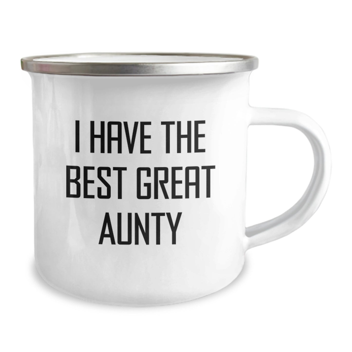 Funny Great Aunty Gifts for Her, Valentine's Unique Camping Mug, Gifts from Men to Aunty with I Have The Best Great Aunty, Stainless Steel with Enamel Finish, Perfect for Outdoor Adventures - Image 2