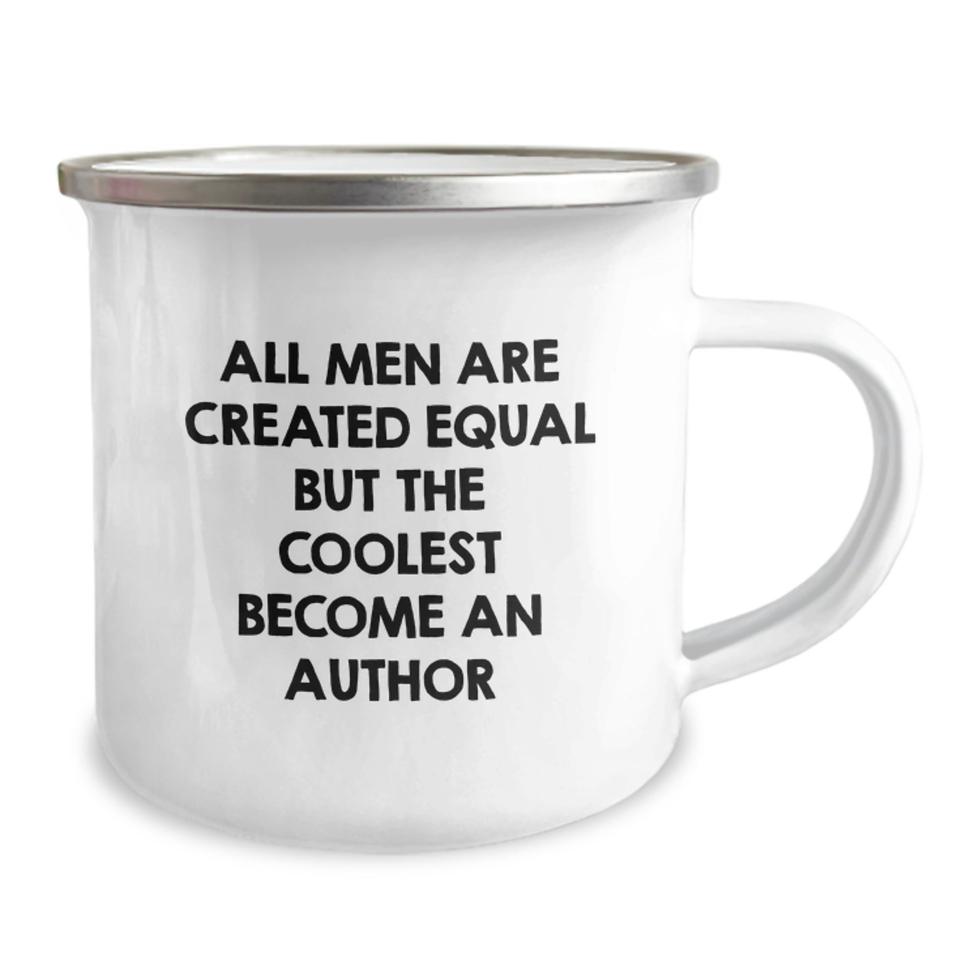 Funny Author Camping Mug Gifts for Men, Birthday Unique Gifts from Friends, Inspirational Mugs for Authors, Camping Mugs with Quote 'All Men Are Created Equal But The Coolest Become An Author' - Image 2
