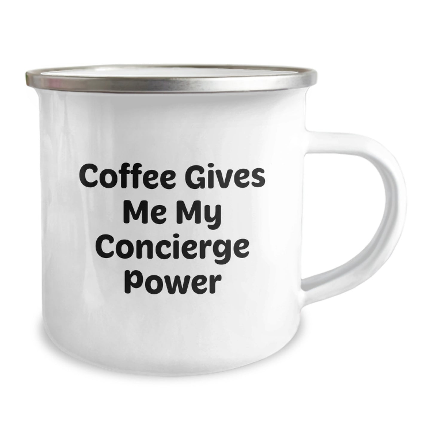 Funny Concierge Gifts for Graduation - 'Coffee Gives Me My Concierge Power' Camping Mug, Gifts from Men to Concierge Friends - Image 2