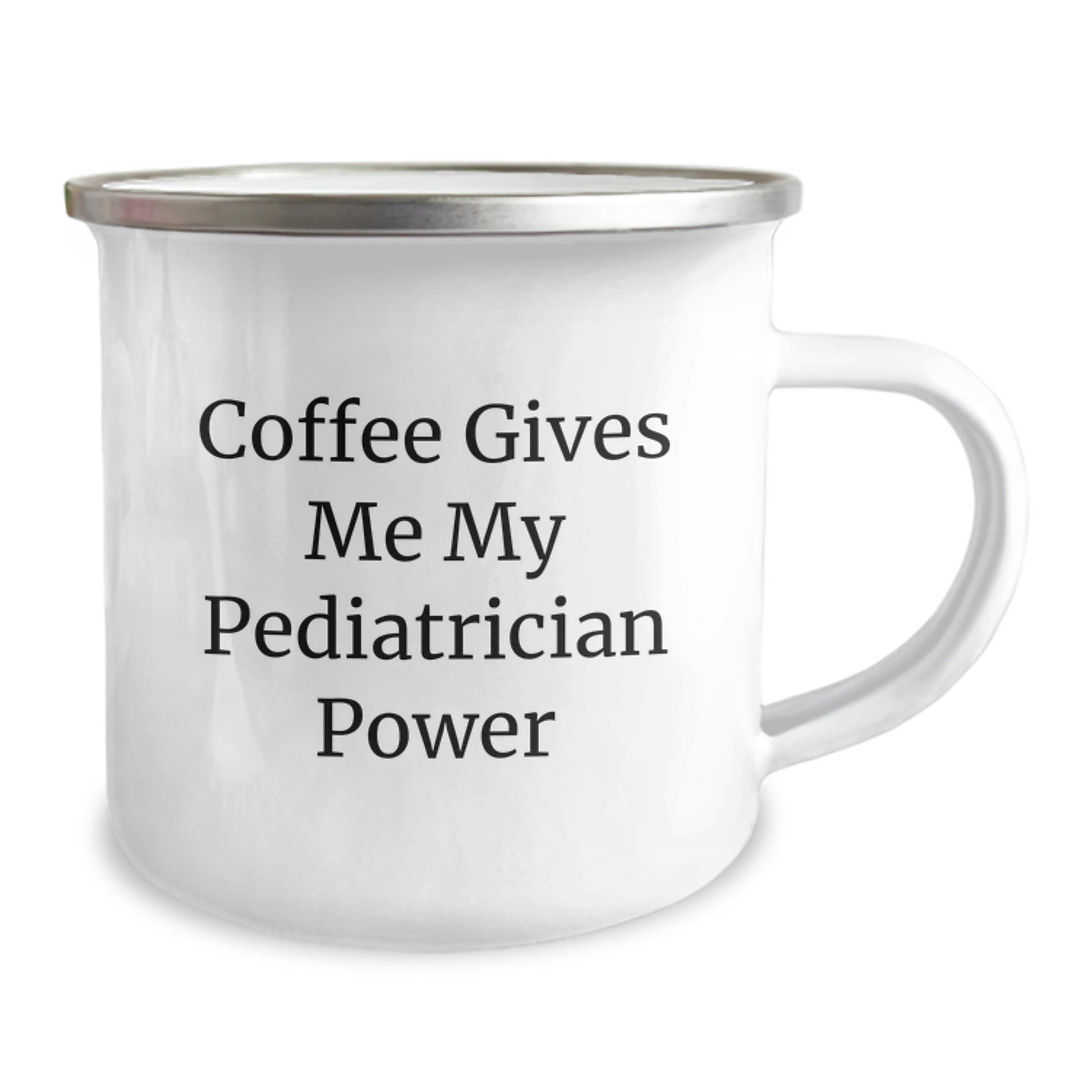 Funny Pediatrician Gifts from Friends for Graduation, 'Coffee Gives Me My Pediatrician Power' Camping Mug, 12 oz Stainless Steel with Enamel Finish - Image 2