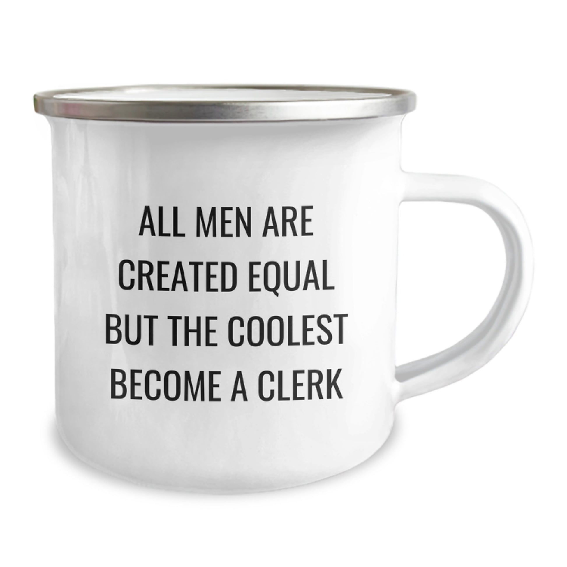 Funny Clerk Gifts, Birthday Unique Mugs for Men, Camping Mugs with Quote 'All Men Are Created Equal But The Coolest Become A Clerk', Gifts from Friends to Clerk - Image 2