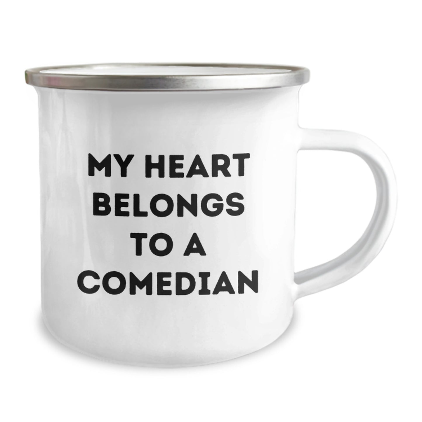 Comedian Gifts from Friends for a Comedian Lover Funny Camping Mug - 'My Heart Belongs To A Comedian' Unique Graduation Gift for Comedian - Image 2