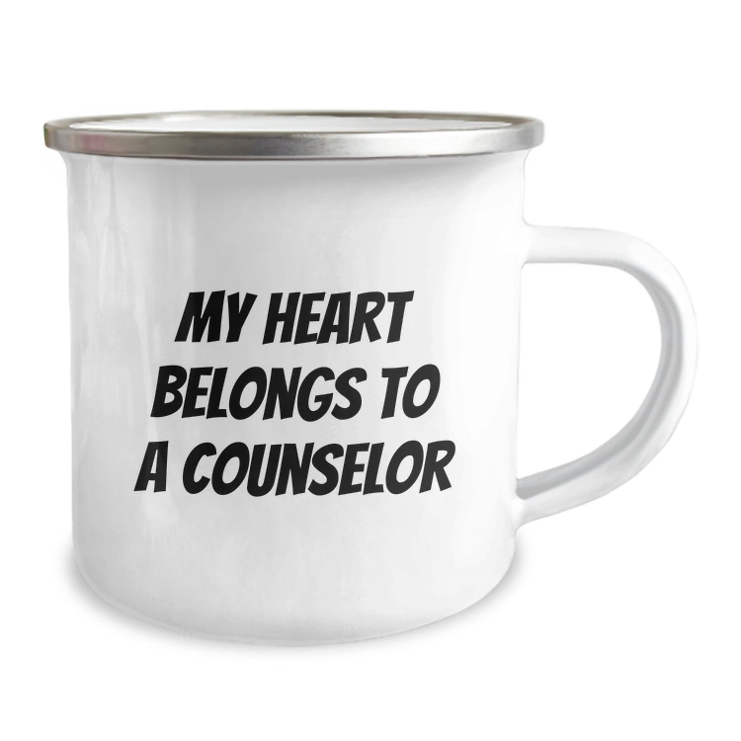Funny Counselor Gifts from Friends to Graduation Unique Gifts for Counselors - 'My Heart Belongs To A Counselor' Camping Mug - Image 2