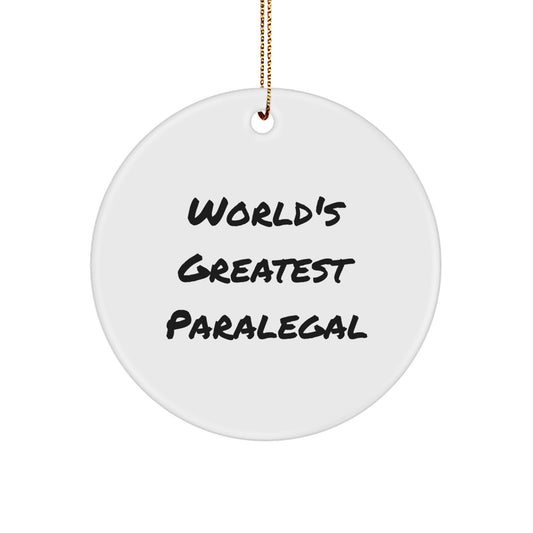 Funny Paralegal Gifts from Men for Paralegal Circle Ornament, World's Greatest, Christmas Unique Presents - Image 1