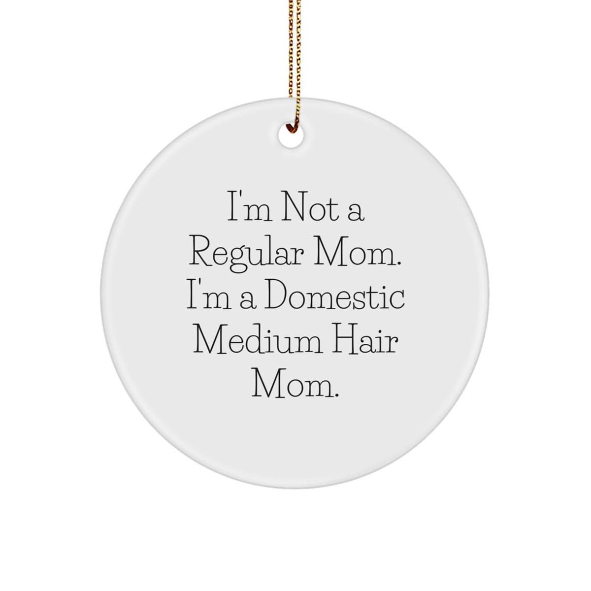 Domestic Medium Hair Circle Ornament Holiday Gift for Coworkers Idea - Image 1