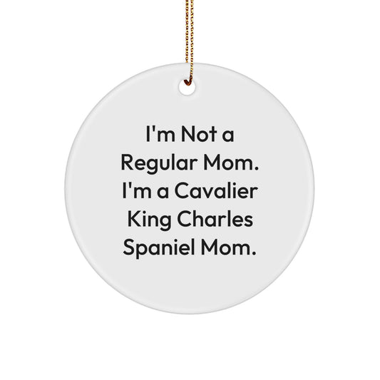 Cavalier King Charles Spaniel Dog Mom Funny Christmas Circle Ornament Gifts from Friends for Family - Image 1