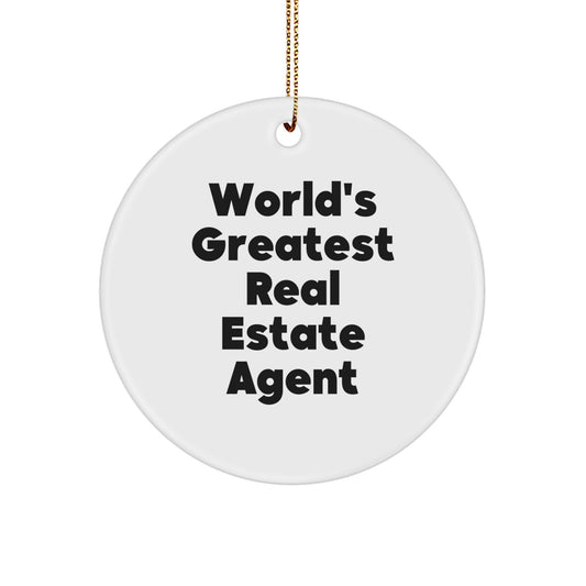 Funny World's Greatest Real Estate Agent Circle Ornament Gifts for Men from Friends or Family - Unique Christmas Decorations - Image 1