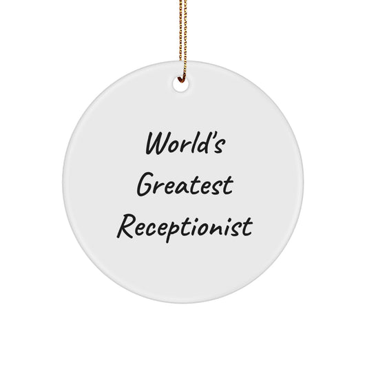 Funny World's Greatest Receptionist Gifts for Receptionists from Friends and Family - Unique Christmas Circle Ornament - Image 1