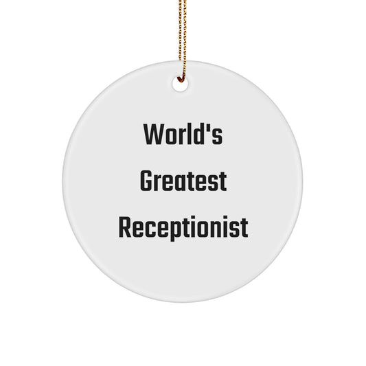 Funny Christmas Circle Ornament Gifts for Receptionist Friends Family 'World's Greatest' Unique Decorations - Image 1