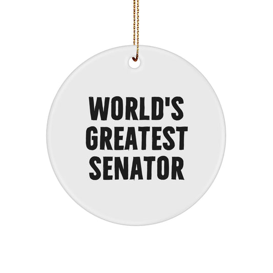 Funny Senator Gifts World's Greatest Senator Christmas Circle Ornament for Senator Friends Family - Image 1