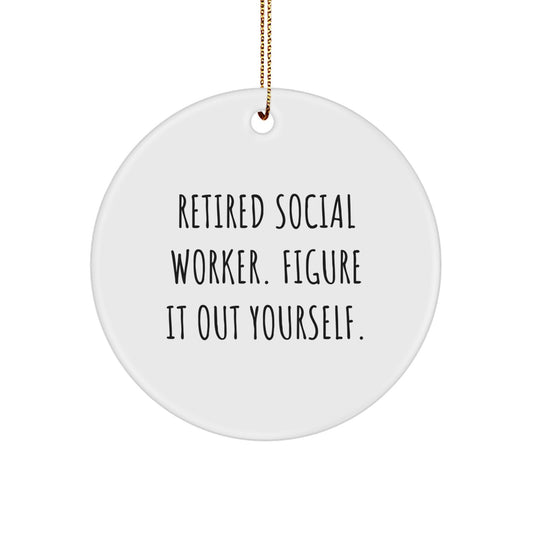 Funny Social Worker Gifts for Coworkers, Christmas Unique Circle Ornaments with Quote 'Figure It Out Yourself' from Friends - Image 1