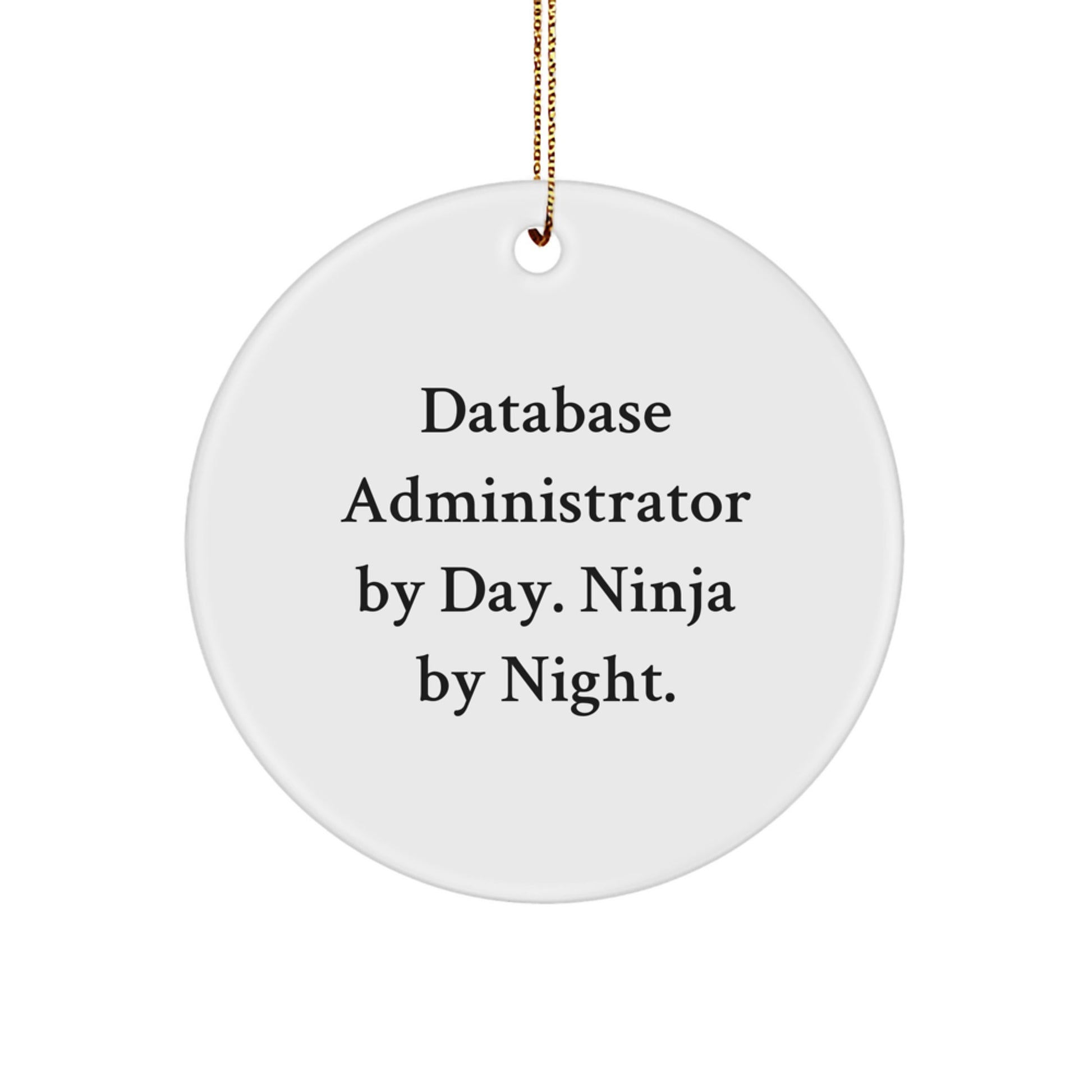 Unique Database Administrator Gifts from Friends, Funny Circle Ornament for Christmas - Database Administrator By Day, Ninja By Night. - Image 1