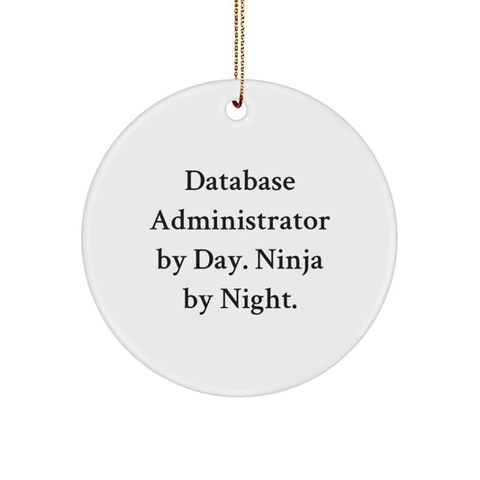 Unique Database Administrator Gifts from Friends, Funny Circle Ornament for Christmas - Database Administrator By Day, Ninja By Night. - Image 1