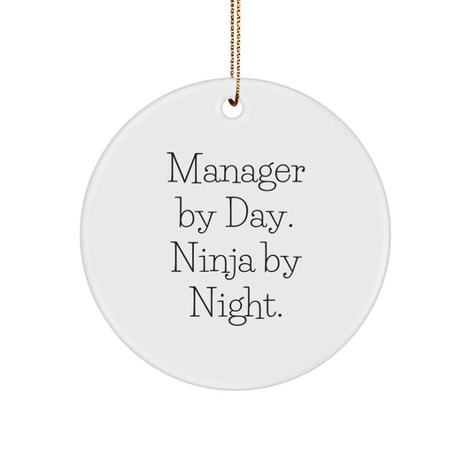 Funny Manager Gifts for Men, Circle Ornament by Day, Ninja by Night, Christmas Unique Presents from Friends or Family - Image 1