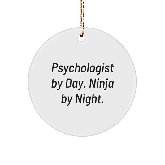 Funny Psychologist Gifts for Men, Women, or Coworkers - Psychologist By Day Ninja By Night Christmas Circle Ornament, Gifts from Friends or Family - Image 1