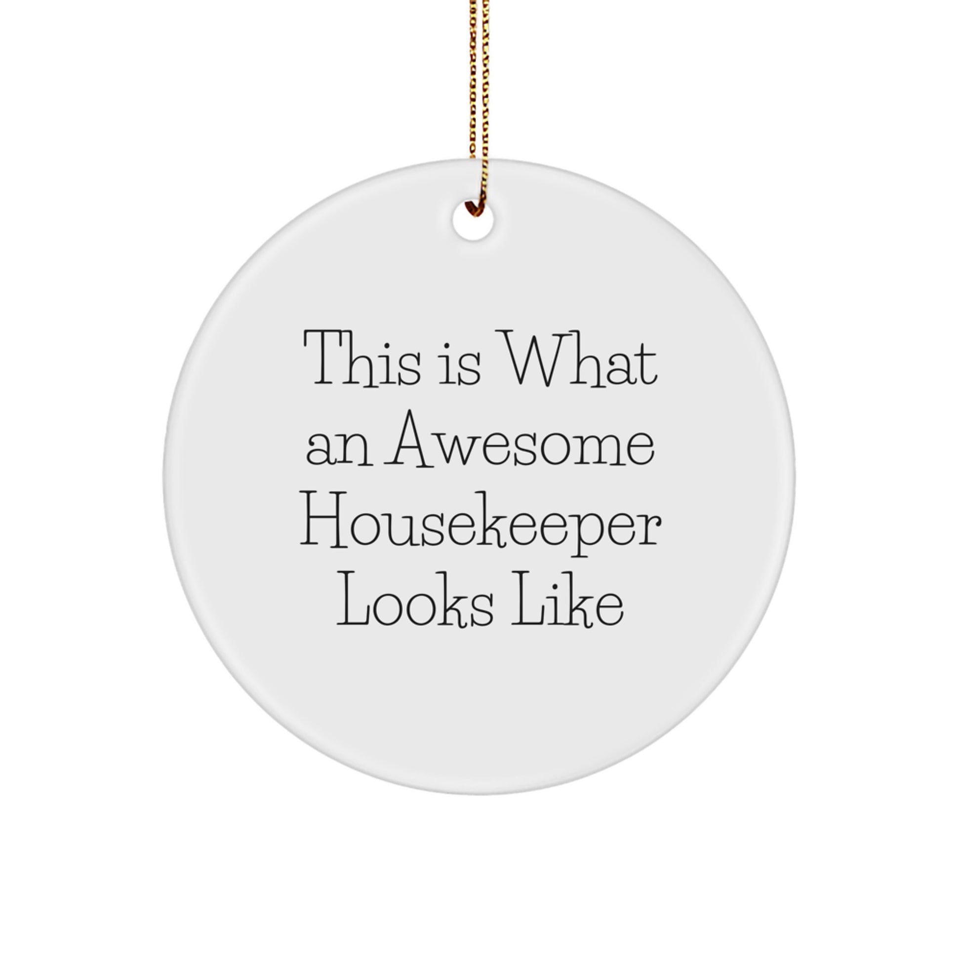 Funny Housekeeper Gifts from Men, Gifts for Housekeeper Women, Funny Christmas Unique Ornaments, This Is What An Awesome Housekeeper Looks Like Circle Ornament - Image 1