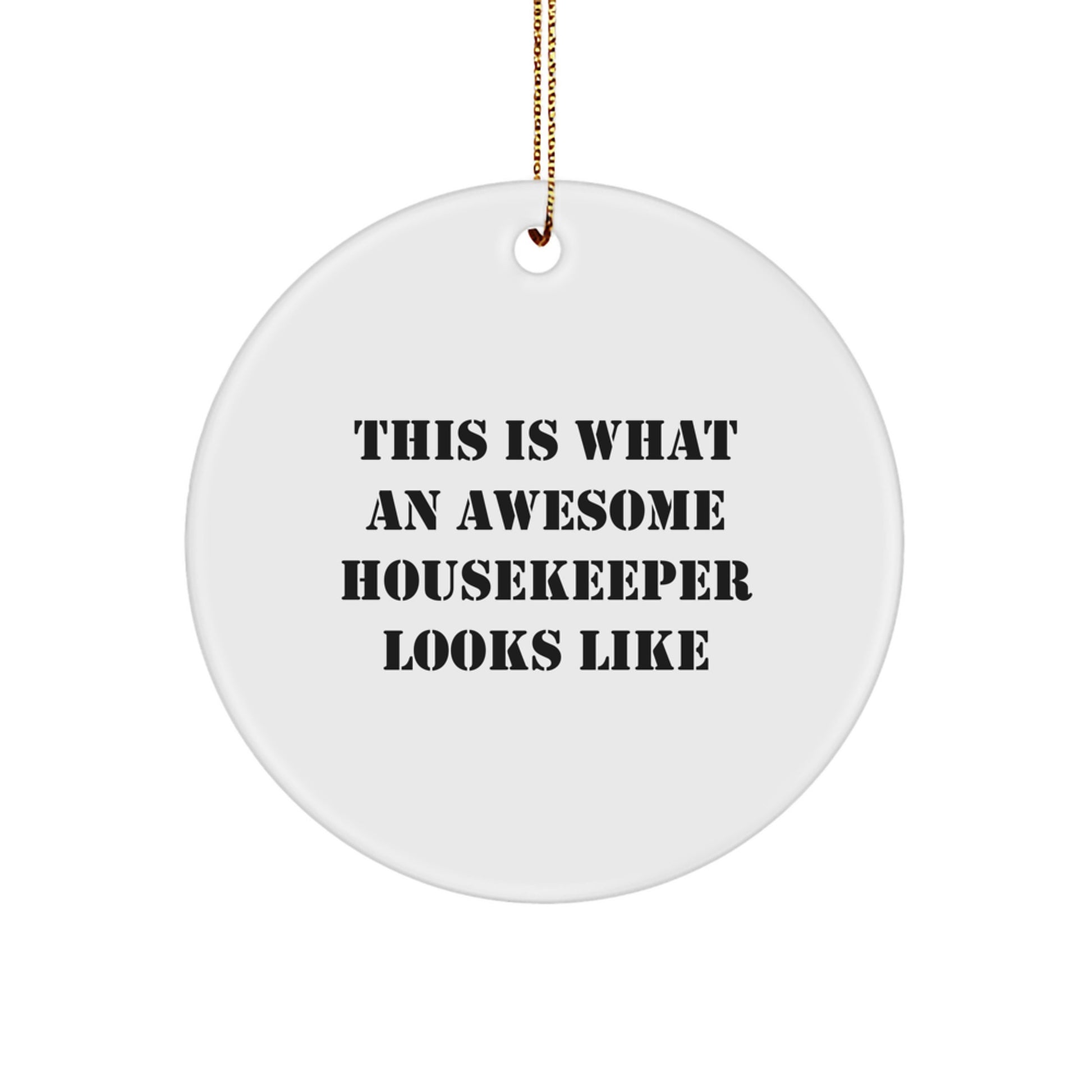 Housekeeper Gifts for Women, This Is What An Awesome Housekeeper Looks Like Funny Quote Circle Ornament, Christmas Unique Gifts from Friends - Image 1