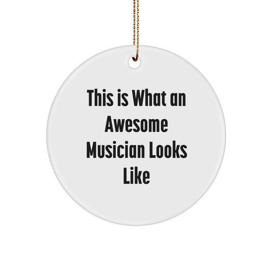 Funny Musician Circle Ornament Gifts from Friends and Family - This Is What An Awesome Musician Looks Like Christmas Unique Gifts for Musicians - Image 1