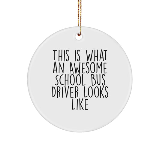 Funny School Bus Driver Gifts from Friends, Unique Circle Ornament for Christmas, Awesome Driver Quote - Image 1