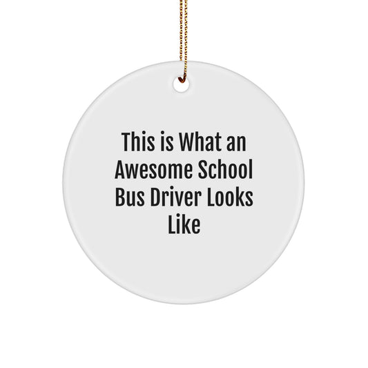 Funny School Bus Driver Gifts for Christmas - This Is What An Awesome School Bus Driver Looks Like Circle Ornament, Gifts from Friends and Family - Image 1