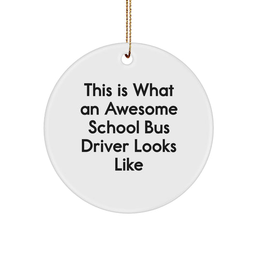 Funny School Bus Driver Gifts, This Is What An Awesome School Bus Driver Looks Like, Circle Ornament, Christmas Unique Gifts from Friends, School Bus Driver Christmas Ornament - Image 1