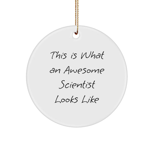Funny Scientist Gifts for Men, Women, Friends and Family - This 'Is What An Awesome Scientist Looks Like' Circle Ornament - Christmas Unique Gifts from Friends - Image 1