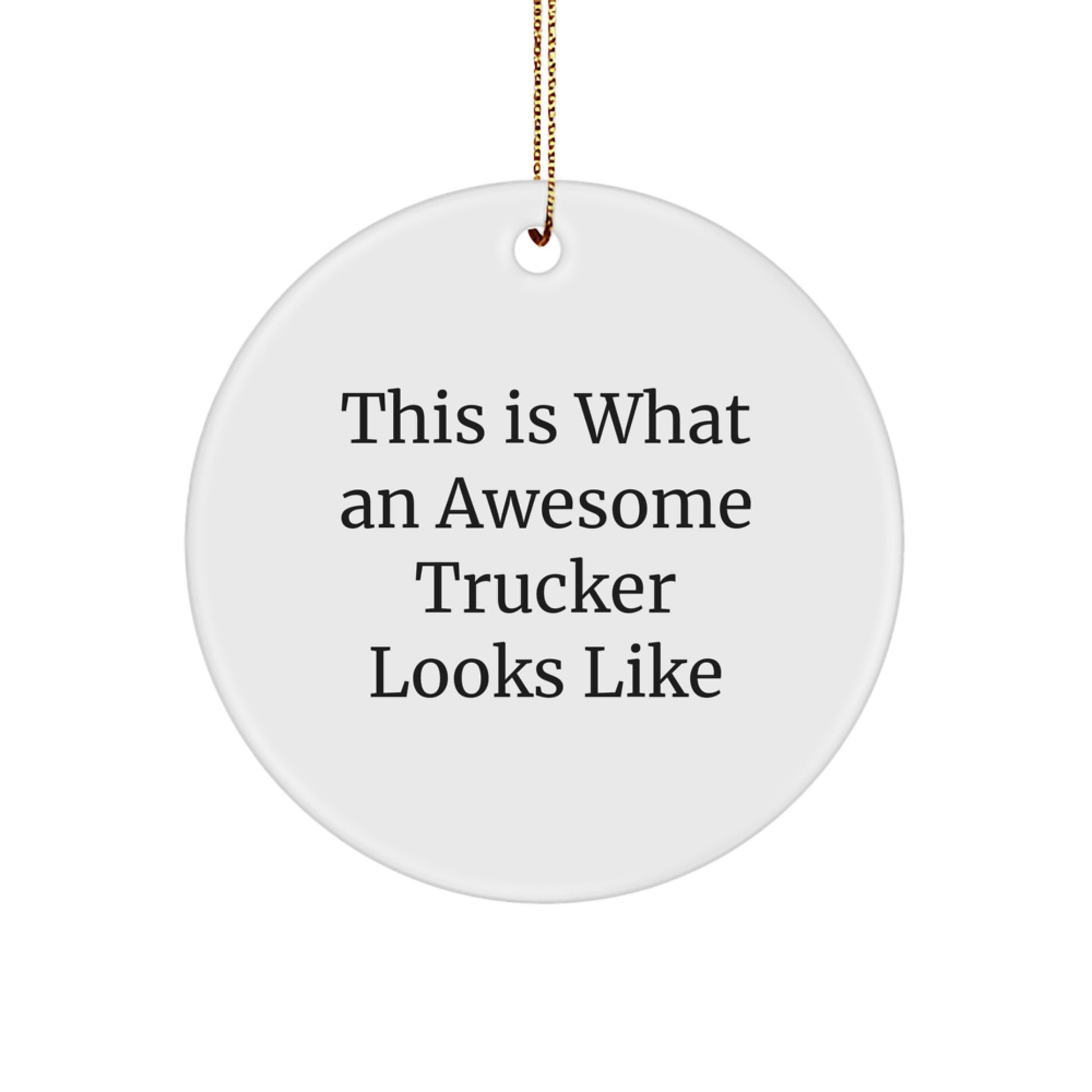 Funny Trucker Gifts from Men, Christmas Unique Gifts for Trucker, Trucker Circle Ornament with 'This Is What An Awesome Trucker Looks Like' - Image 1