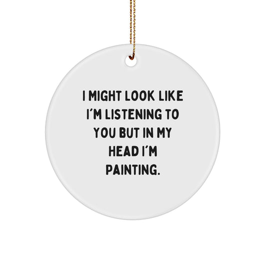Painting Circle Christmas Ornament for Coworkers Creative Holiday Gift - Image 1