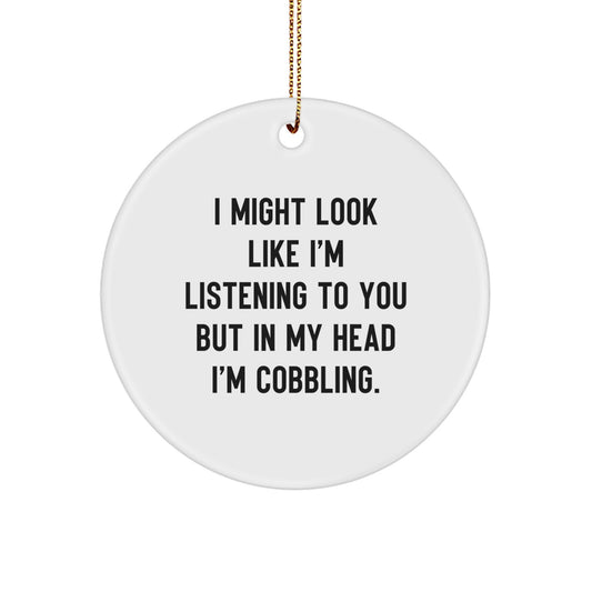 Christmas Unique Gift for Her Present Cobbling Circle Ornament I Listen - Image 1