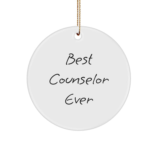 Funny Counselor Gifts from Men to Best Counselor Ever for Christmas Unique Circle Ornaments - Image 1