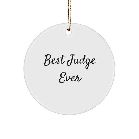 Funny Judge Gifts from Men for Best Judge Ever Circle Ornament, White, Christmas Unique - Image 1