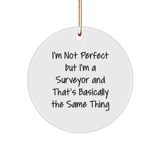 Funny Surveyor Gifts, Circle Ornament for Christmas - 'I'm Not Perfect' - Image 1
