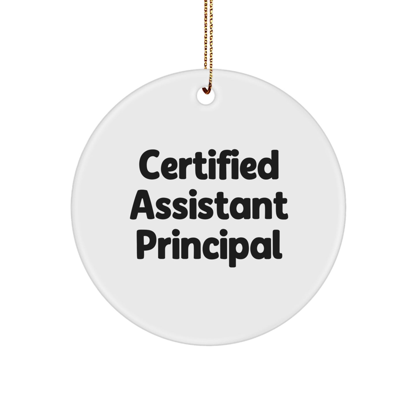 Funny Assistant Principal Gifts from Friends and Family - Certified AP Circle Ornament, White, Christmas Unique Gifts - Image 1